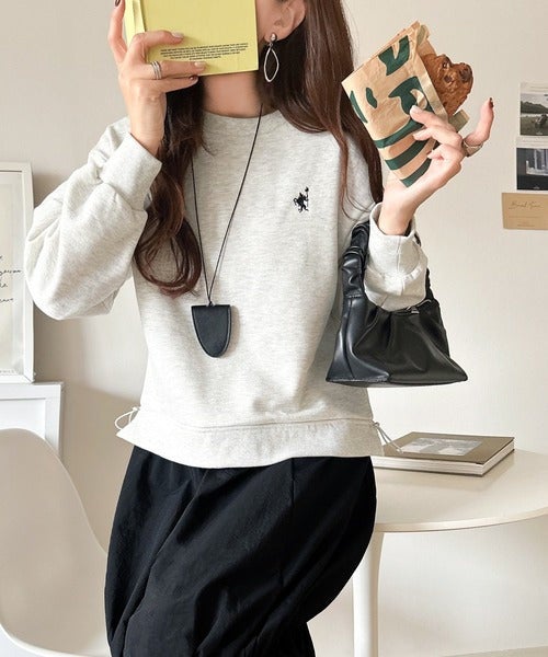 Classical Elf 一枚でコーディネートが完成する優秀アイテム◎胸刺繍ドロスト裏起毛ドッキングワンピース商品画像-20