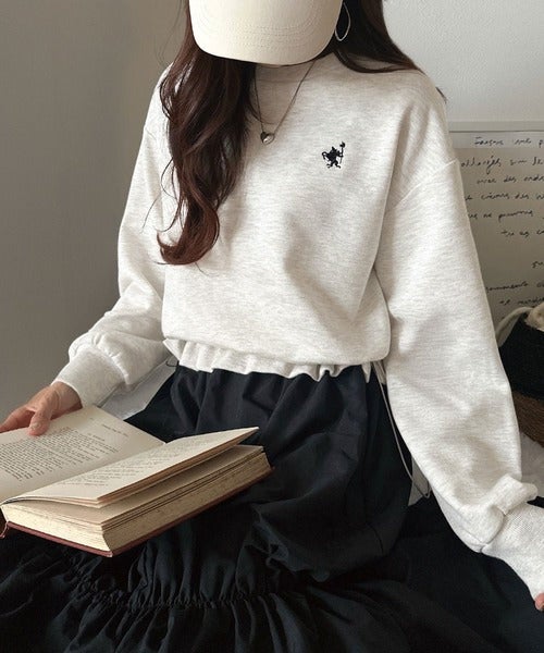 Classical Elf 一枚でコーディネートが完成する優秀アイテム◎胸刺繍ドロスト裏起毛ドッキングワンピース商品画像-22