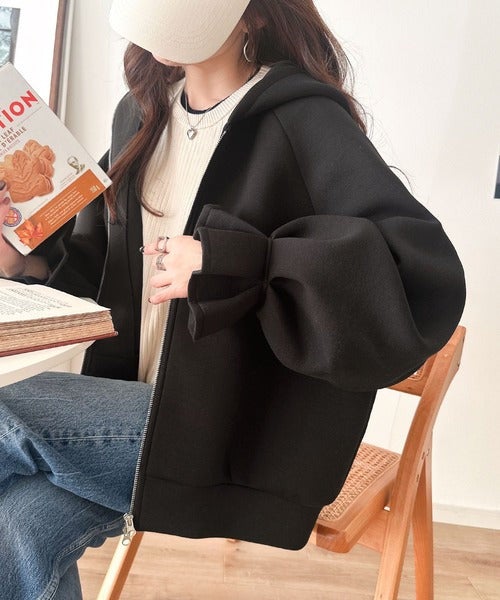 Classical Elf ふんわり、ゆったり、袖にキュン♪ダブルジップキャンディスリーブマシュマロダンボールパーカー商品画像-5