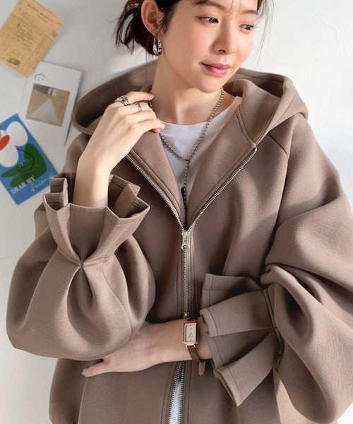 Classical Elf ふんわり、ゆったり、袖にキュン♪ダブルジップキャンディスリーブマシュマロダンボールパーカー商品画像-17