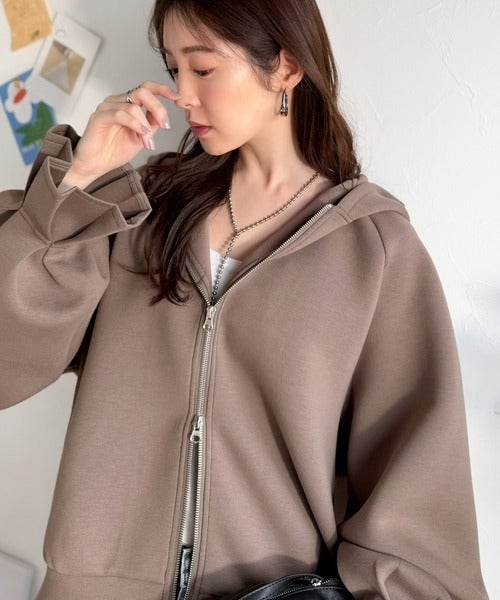 Classical Elf ふんわり、ゆったり、袖にキュン♪ダブルジップキャンディスリーブマシュマロダンボールパーカー商品画像-18