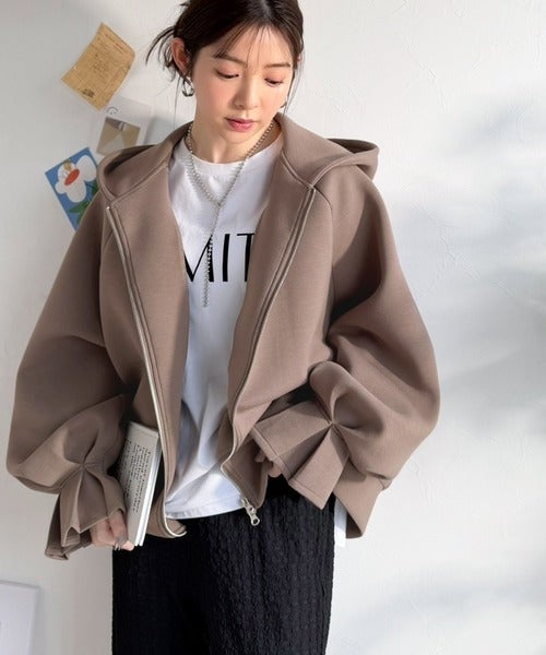 Classical Elf ふんわり、ゆったり、袖にキュン♪ダブルジップキャンディスリーブマシュマロダンボールパーカー商品画像-22