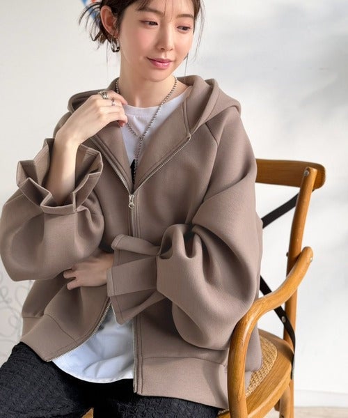 Classical Elf ふんわり、ゆったり、袖にキュン♪ダブルジップキャンディスリーブマシュマロダンボールパーカー商品画像-23