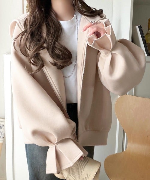 Classical Elf ふんわり、ゆったり、袖にキュン♪ダブルジップキャンディスリーブマシュマロダンボールパーカー商品画像-33