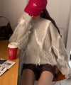 Classical Elf ゆるっとこなれ感◎男女兼用可♪フリンジ配色オーバーニット（長袖）商品サムネイル-25