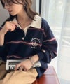 Classical Elf 一枚で着映える！胸元エンブレム刺繍マルチカラーラガーニットポロ(オーバーサイズ)商品サムネイル-18