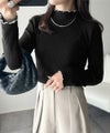 Classical Elf 華奢見え叶える程よいフィット感。配色メロウリブニットトップス（長袖）商品サムネイル-2