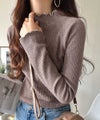 Classical Elf 華奢見え叶える程よいフィット感。配色メロウリブニットトップス(長袖)商品サムネイル-4