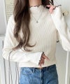 Classical Elf 華奢見え叶える程よいフィット感。配色メロウリブニットトップス(長袖)商品サムネイル-5