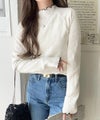 Classical Elf 華奢見え叶える程よいフィット感。配色メロウリブニットトップス(長袖)商品サムネイル-6