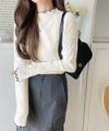 Classical Elf 華奢見え叶える程よいフィット感。配色メロウリブニットトップス(長袖)商品サムネイル-9