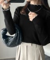 Classical Elf 華奢見え叶える程よいフィット感。配色メロウリブニットトップス(長袖)商品サムネイル-12