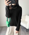 Classical Elf 華奢見え叶える程よいフィット感。配色メロウリブニットトップス（長袖）商品サムネイル-14