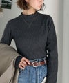 Classical Elf 華奢見え叶える程よいフィット感。配色メロウリブニットトップス（長袖）商品サムネイル-20