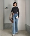 Classical Elf 華奢見え叶える程よいフィット感。配色メロウリブニットトップス(長袖)商品サムネイル-24