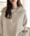 Classical Elf 《JaVaジャバ コラボ》ふわふわに癒され。ミックスカラー糸ハーフジップニットプルオーバー商品サムネイル-1